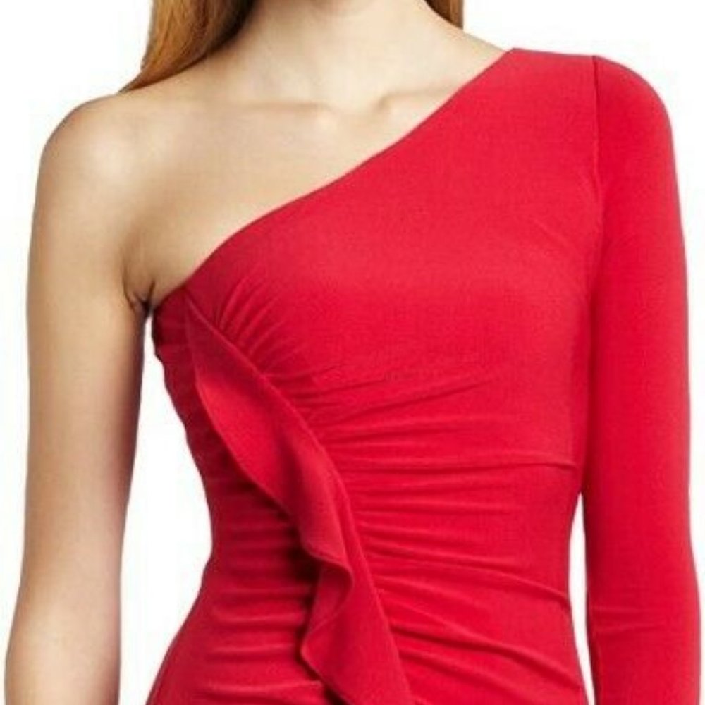 Jessica Simpson Barbry Red One Sleeve Ruched Dress